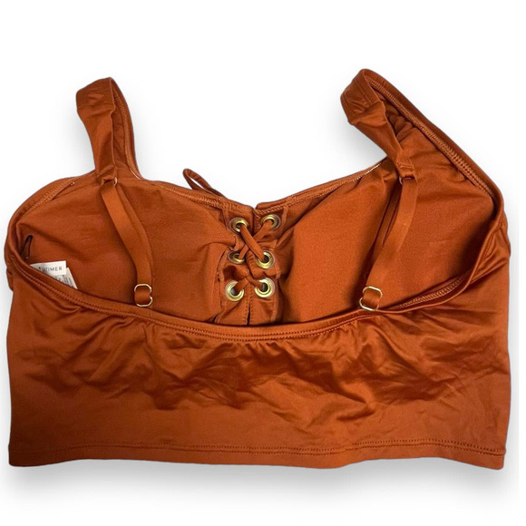 Gibson Latimer Bikini Bralette Lace-up Midkini Crop Top | Sz S, Bronze - Picture 5 of 9